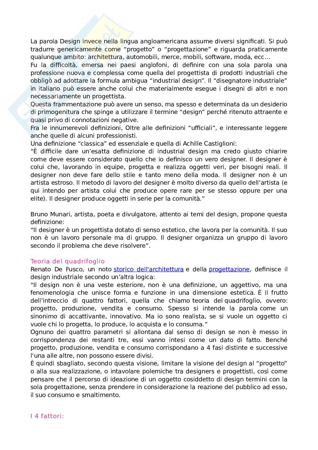 Riassunto esame Fondamenti di storia dell'arte moderna , Prof. Davoli Enrico Maria, libro consigliato Storia del design, Renato De Fusco Pag. 2