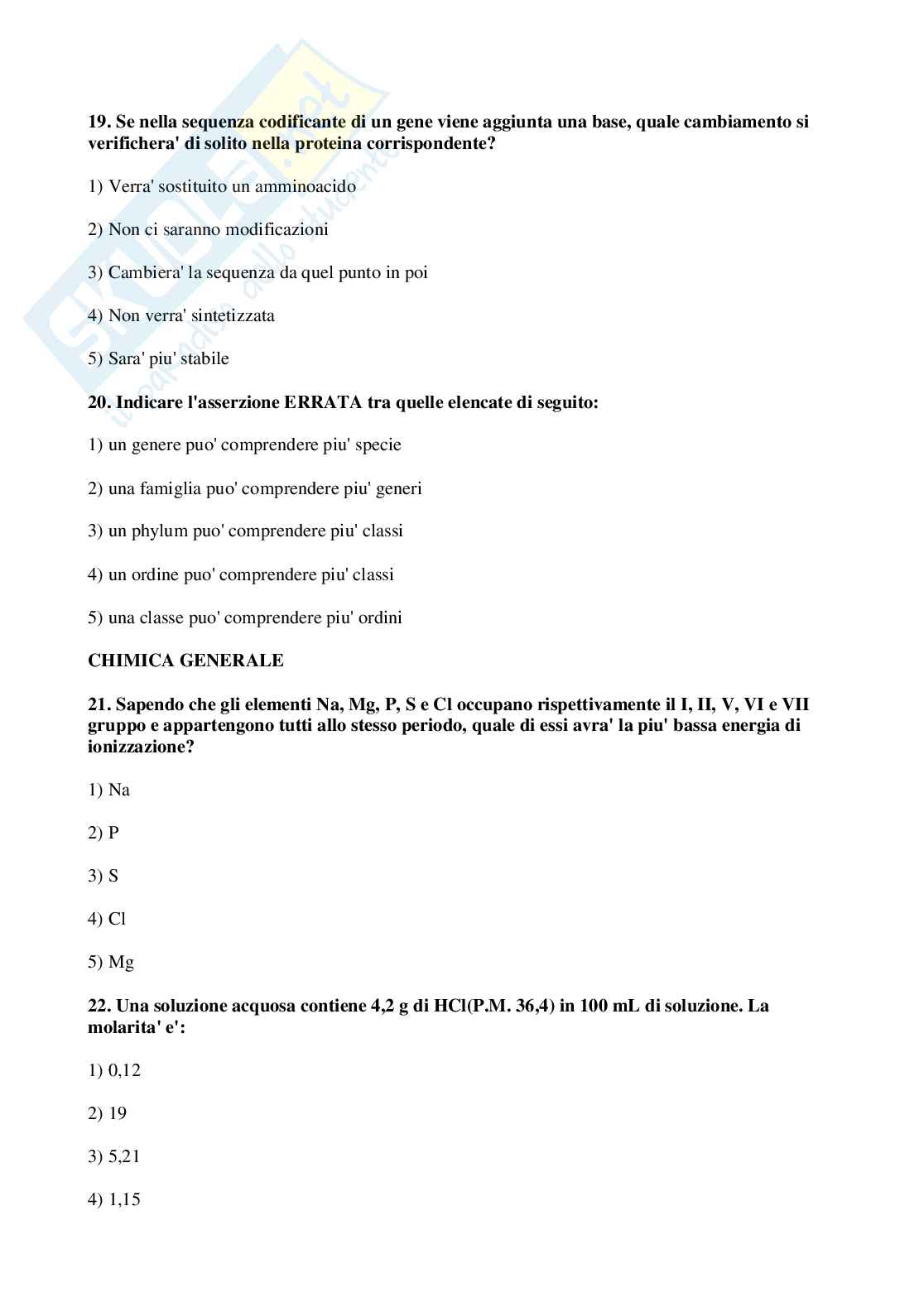 1997 Veterinaria:  test di ammissione Pag. 6