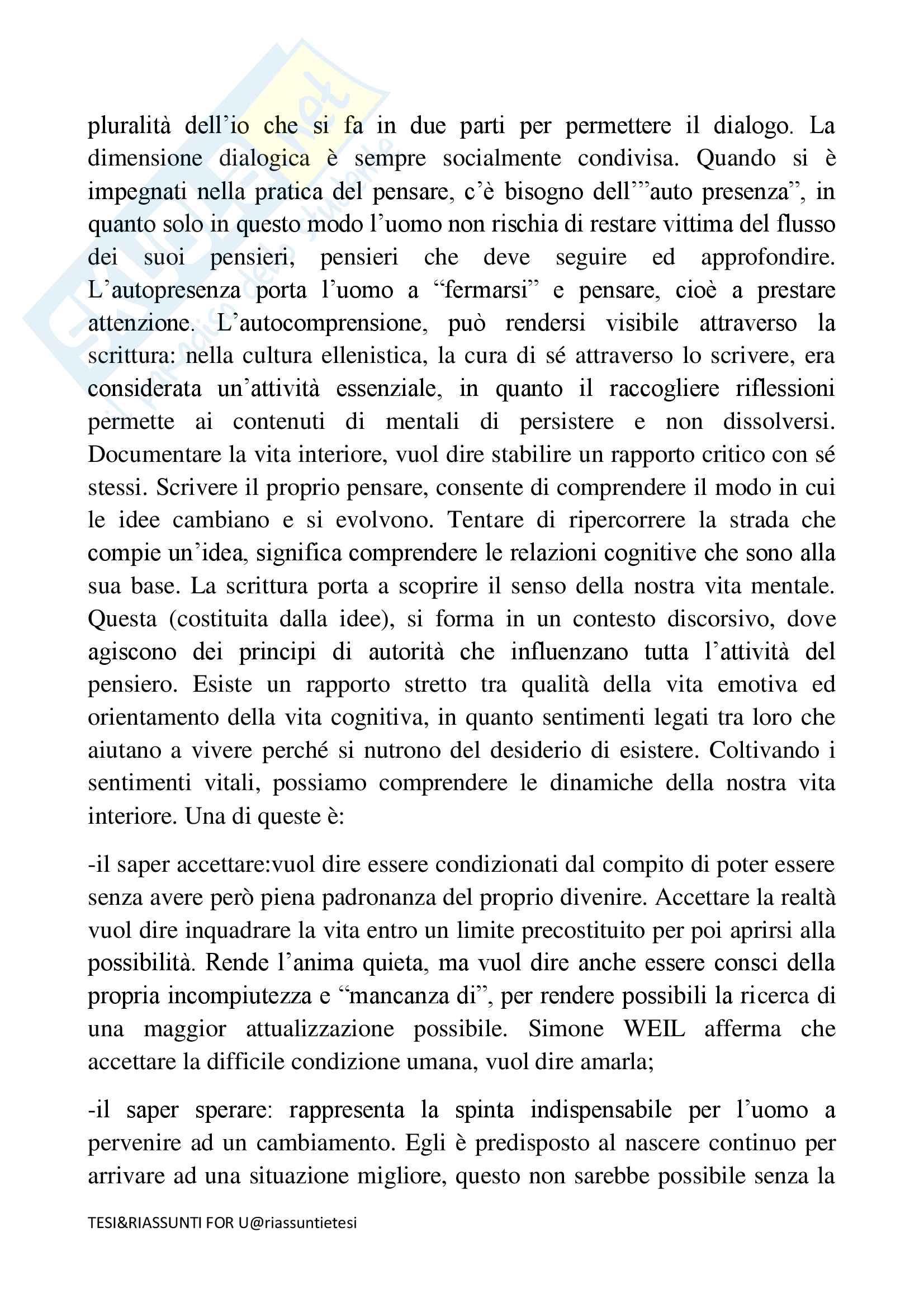 Appunti basati sul testo Aver cura della vita della mente ( Luigina Mortari) Pag. 11