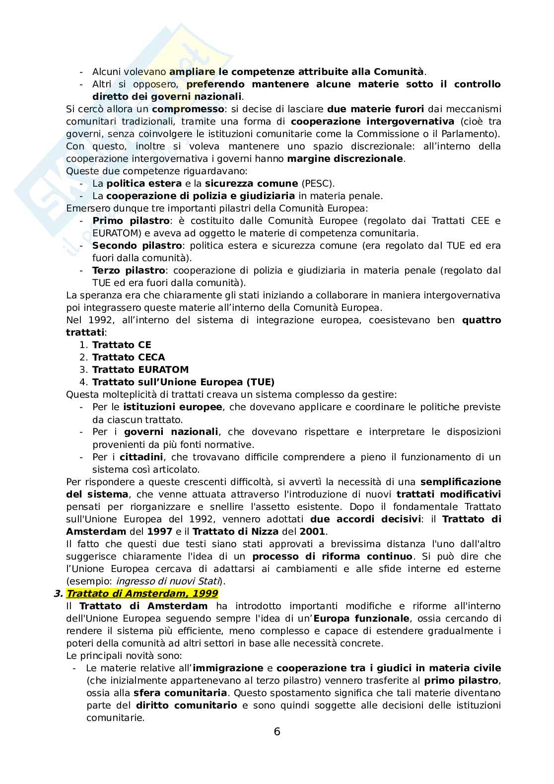 Riassunto esame Diritto dell'Unione Europea, Prof. Adinolfi Adelina, libro consigliato Introduzione al diritto dell'Unione Europea, Gaja, Adinolfi Pag. 6