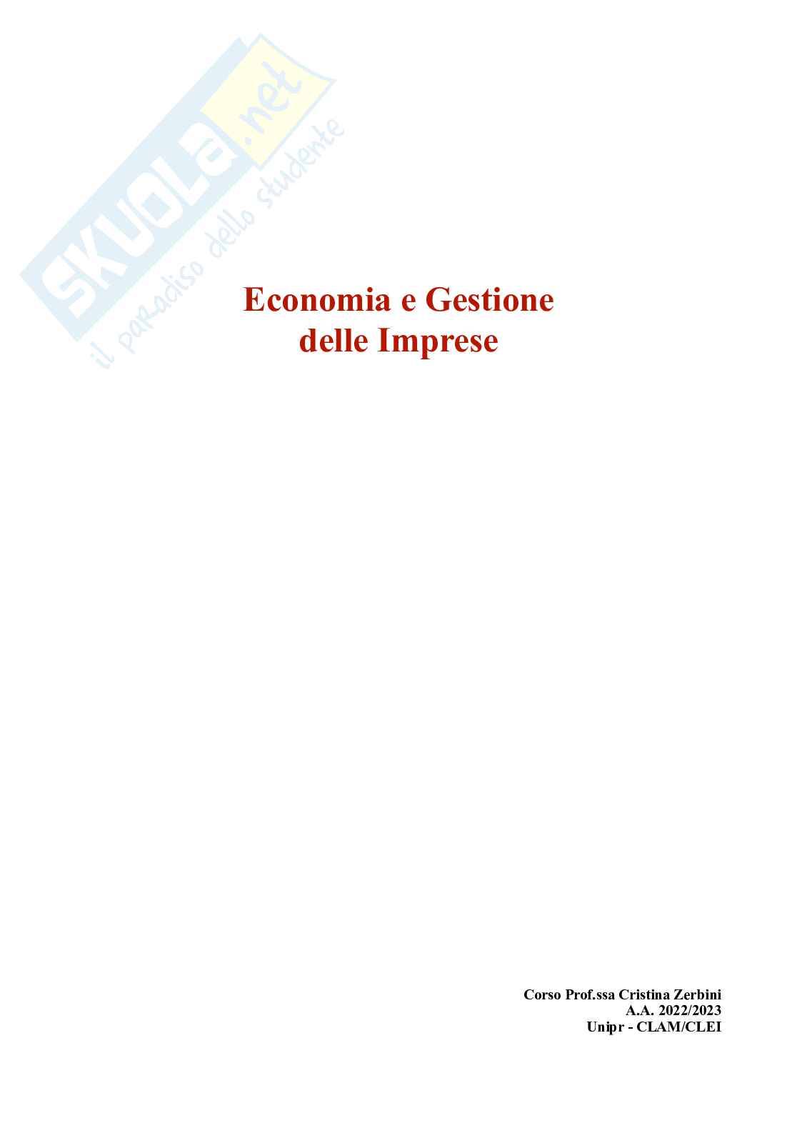 Appunti Economia e gestione delle imprese Pag. 1