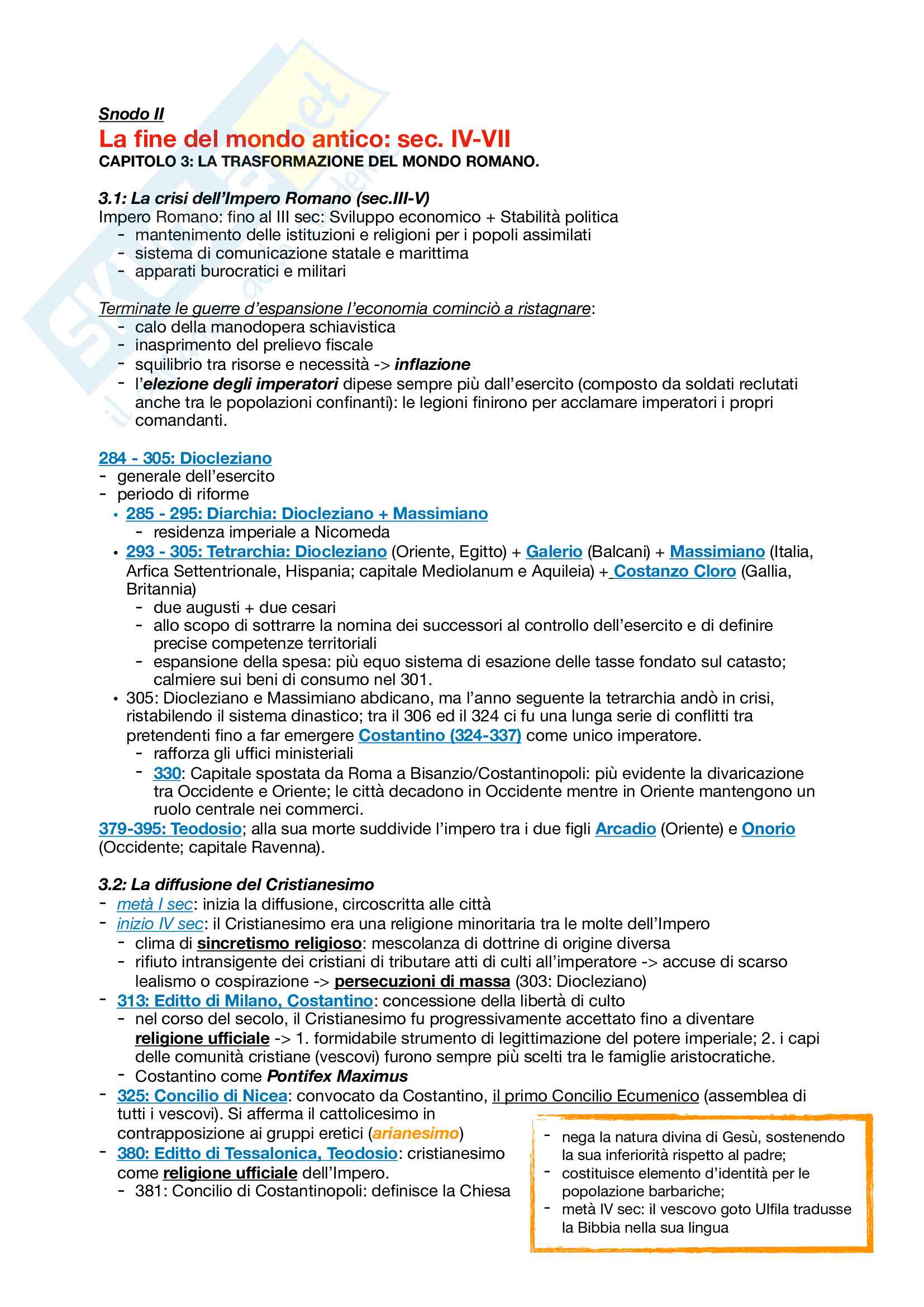 Riassunto esame storia medievale (istituzionale), prof. Lucioni, libro consigliato Manuale di storia medievale, Zorzi Pag. 1
