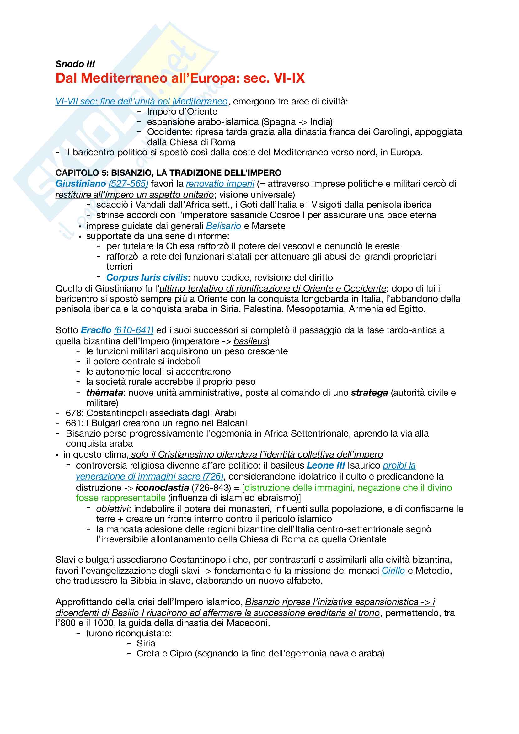 Riassunto esame storia medievale (istituzionale), prof. Lucioni, libro consigliato Manuale di storia medievale, Zorzi Pag. 6