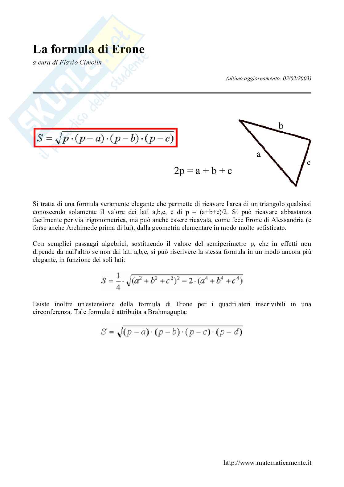 La formula di Erone Pag. 1