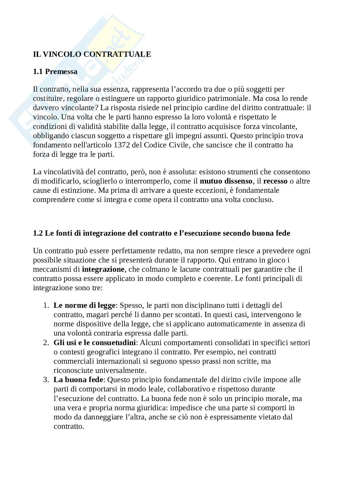 Vincolo contrattuale Pag. 1