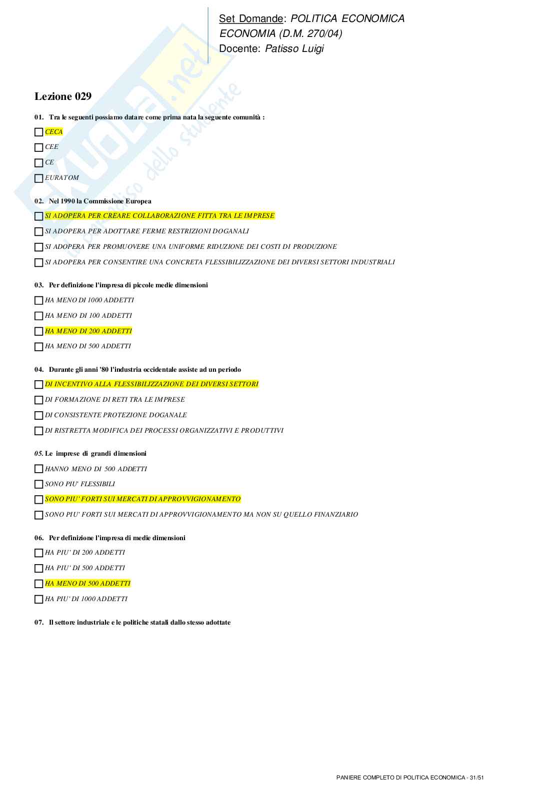 Politica economica Pag. 31