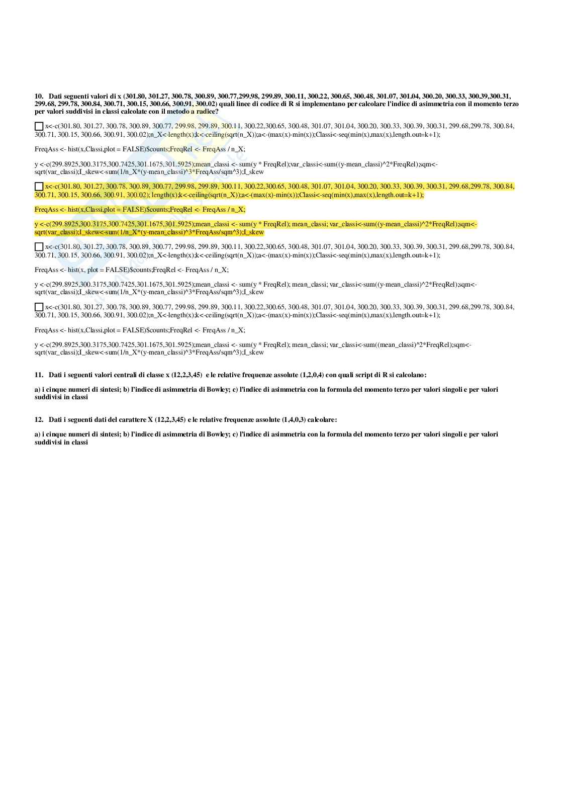 Paniere statistica - risposte multiple Pag. 26