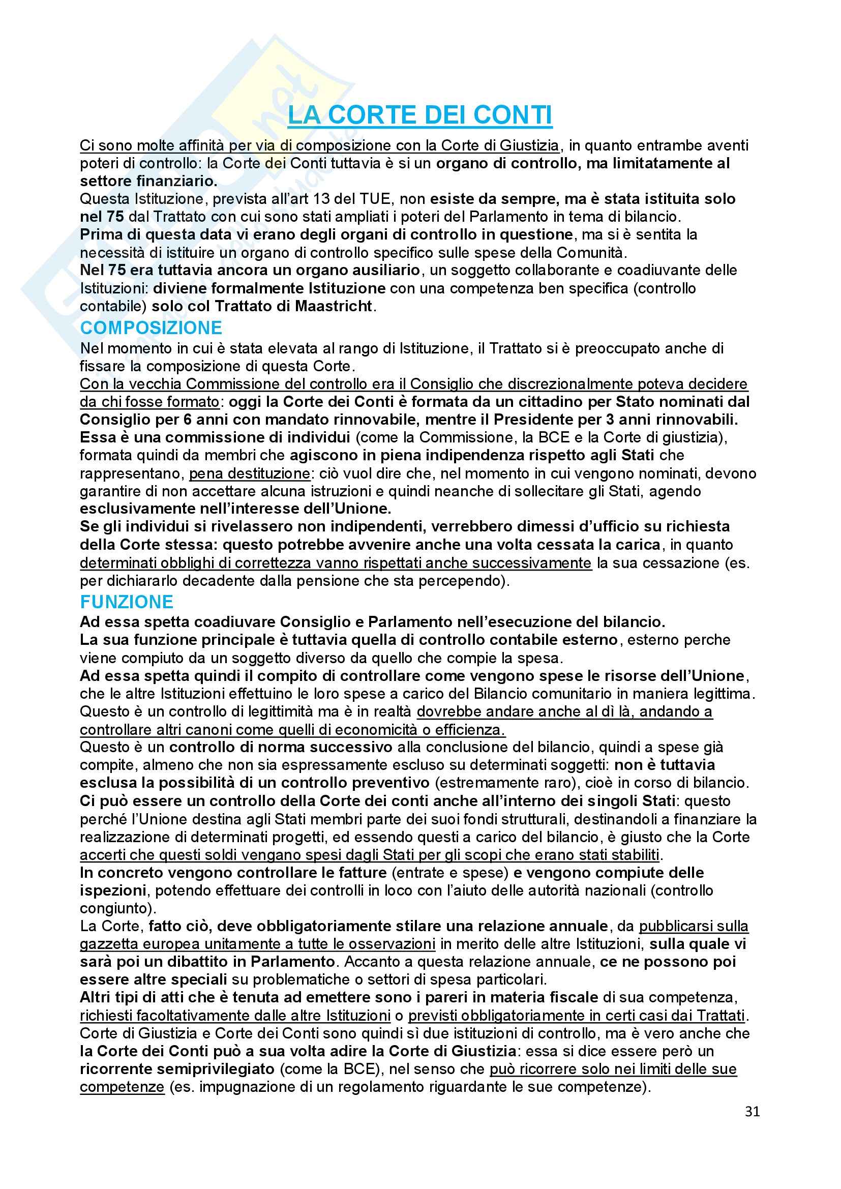 Riassunto esame Diritto dell'Unione Europea, prof. Baruffi, libro consigliato Tesauro Pag. 31