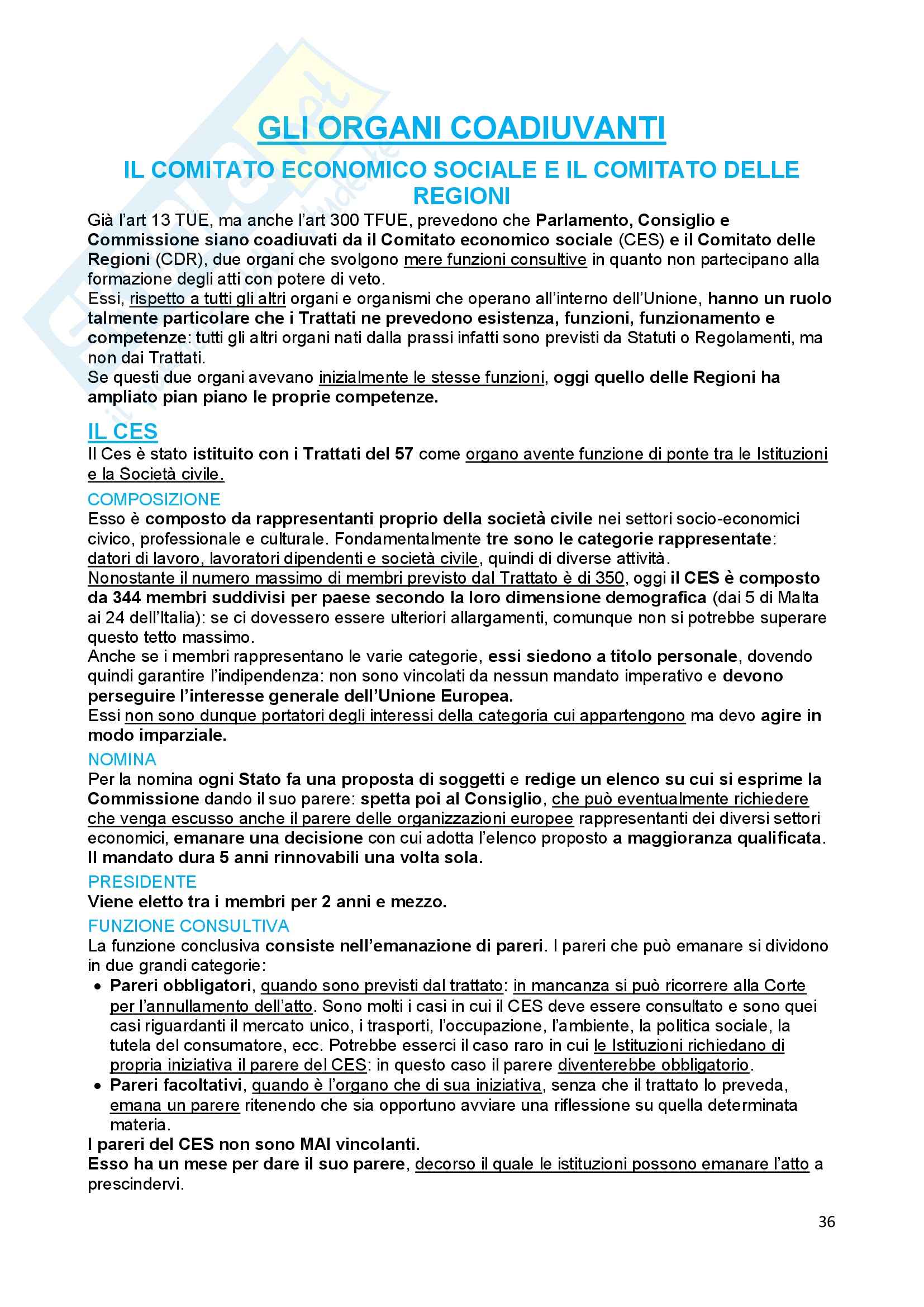 Riassunto esame Diritto dell'Unione Europea, prof. Baruffi, libro consigliato Tesauro Pag. 36