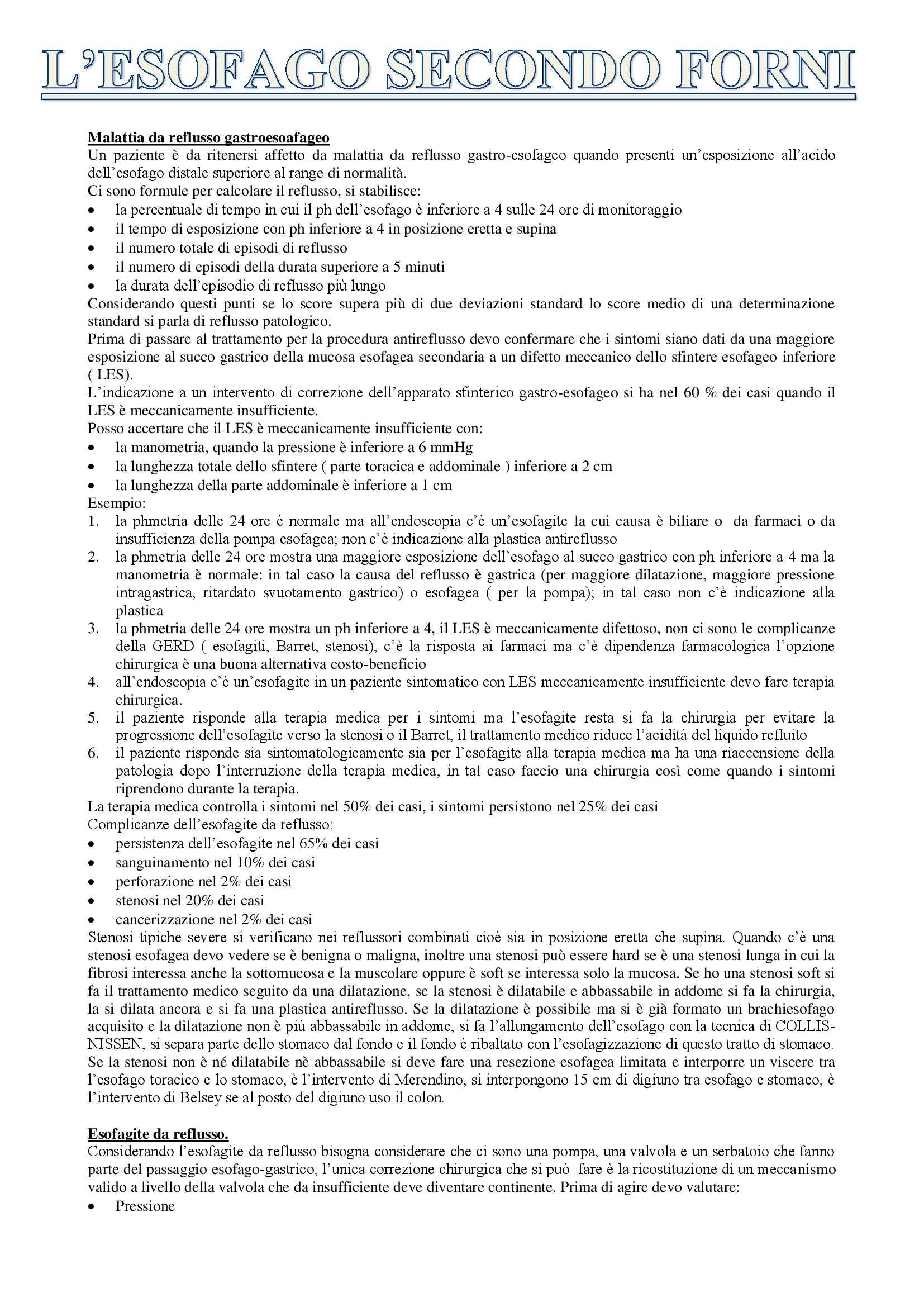 Chirurgia generale II - Esofago Pag. 1