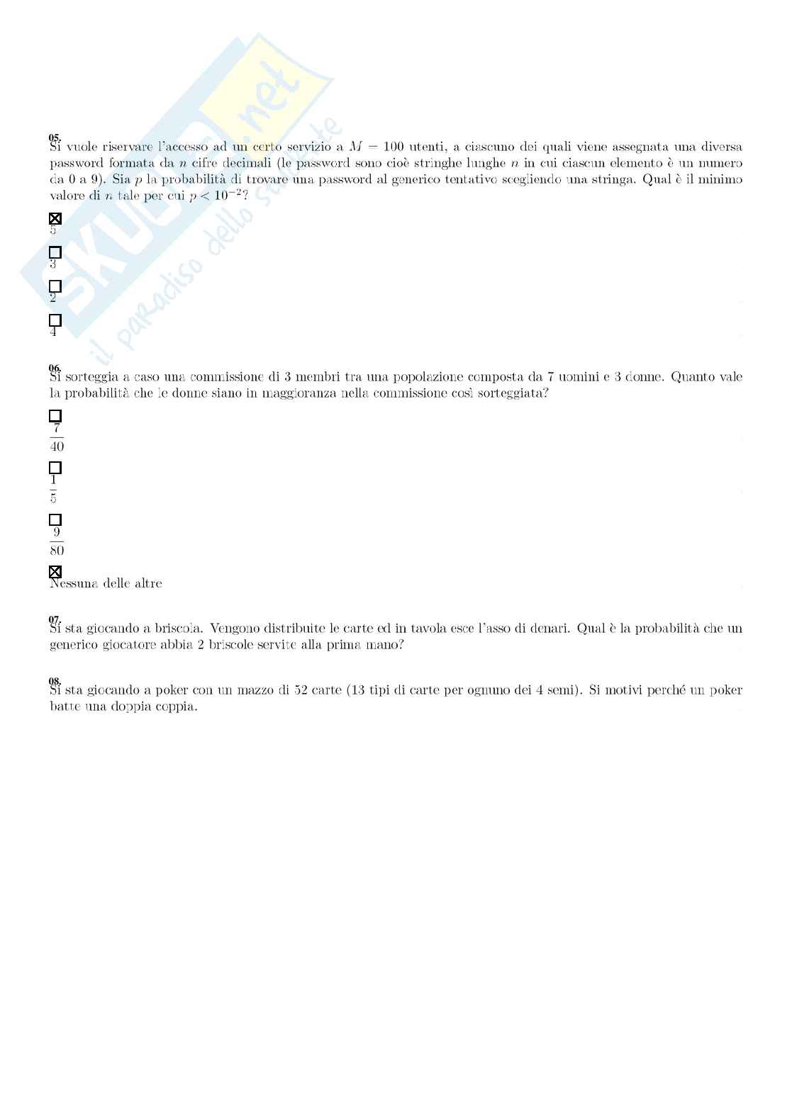 Segnali e sistemi – Paniere risposte chiuse completo – A.A. 2025/2026 Pag. 11