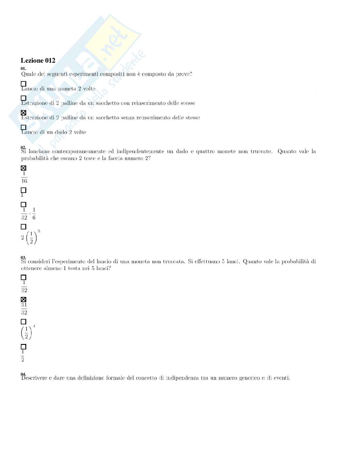 Segnali e sistemi – Paniere risposte chiuse completo – A.A. 2025/2026 Pag. 16