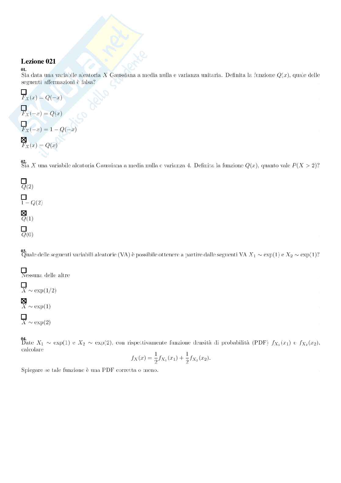 Segnali e sistemi – Paniere risposte chiuse completo – A.A. 2025/2026 Pag. 26