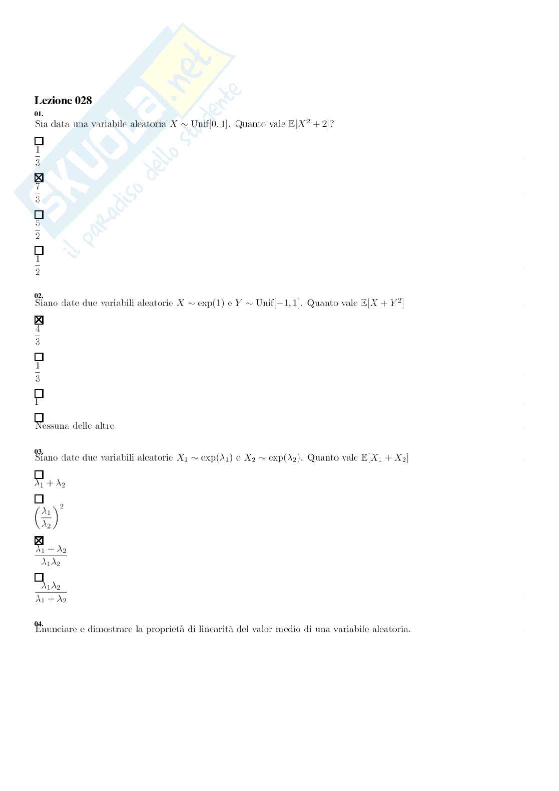 Segnali e sistemi – Paniere risposte chiuse completo – A.A. 2025/2026 Pag. 36