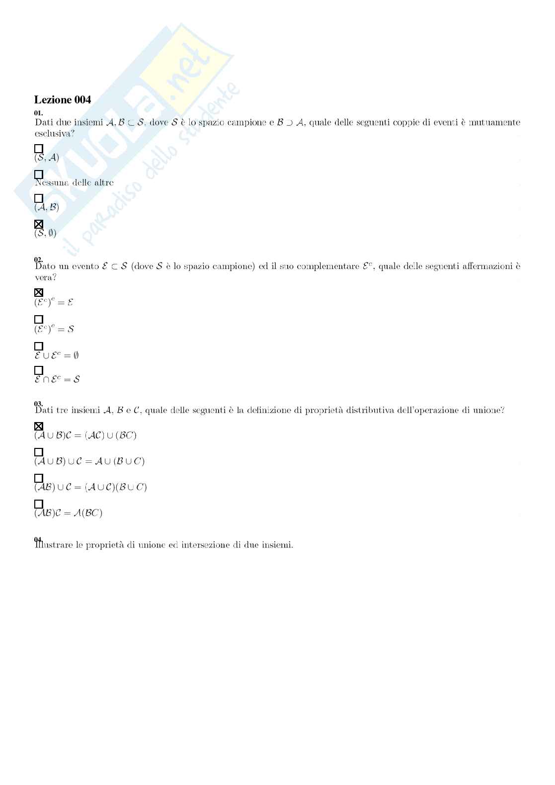 Segnali e sistemi – Paniere risposte chiuse completo – A.A. 2025/2026 Pag. 6