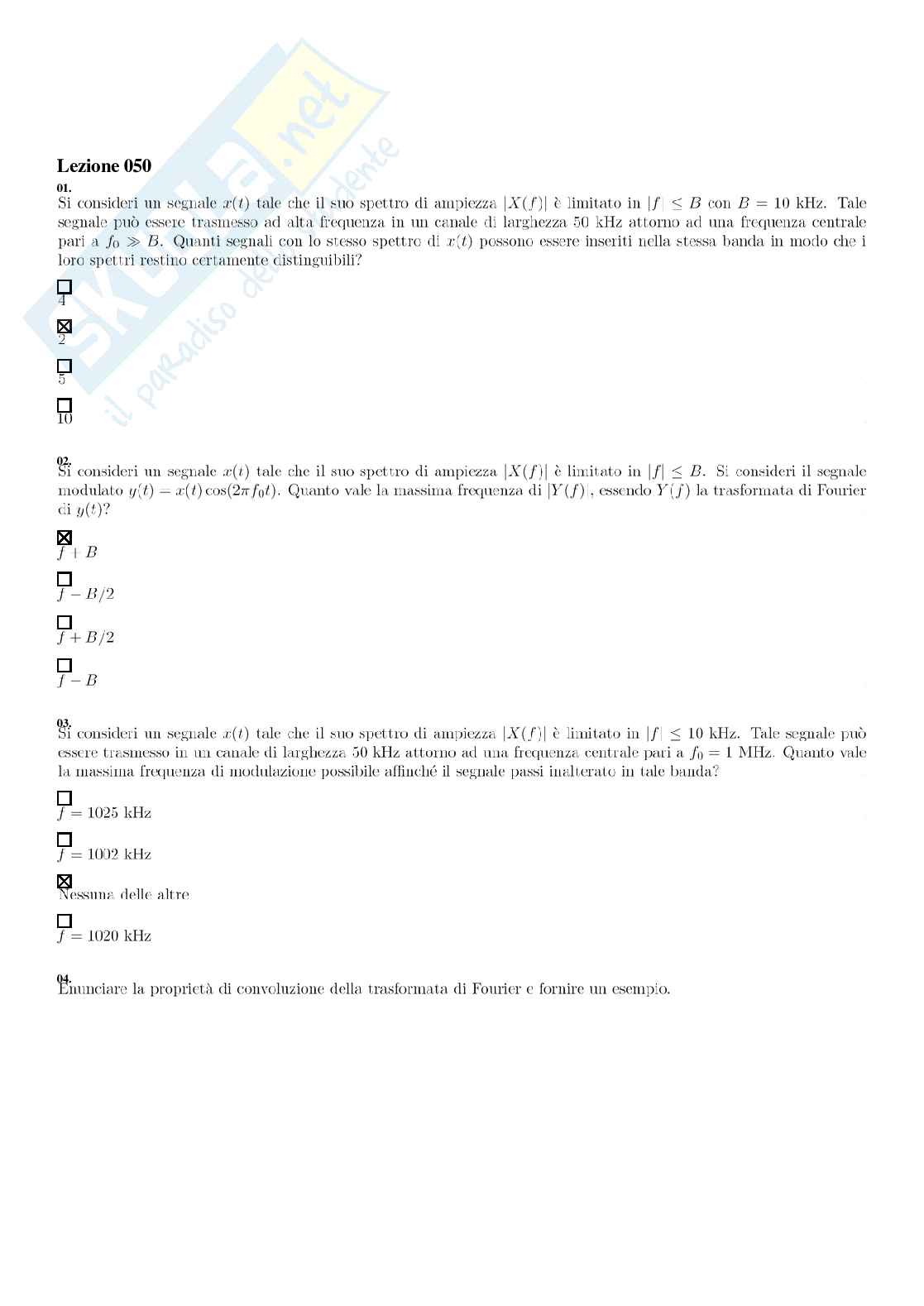 Segnali e sistemi – Paniere risposte chiuse completo – A.A. 2025/2026 Pag. 66