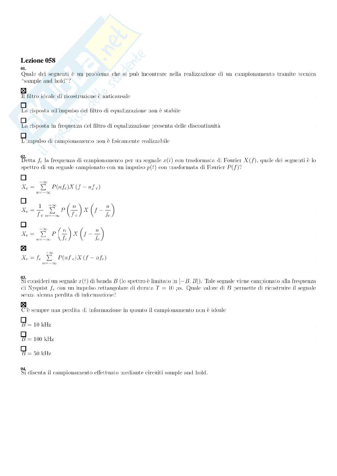 Segnali e sistemi – Paniere risposte chiuse completo – A.A. 2025/2026 Pag. 76