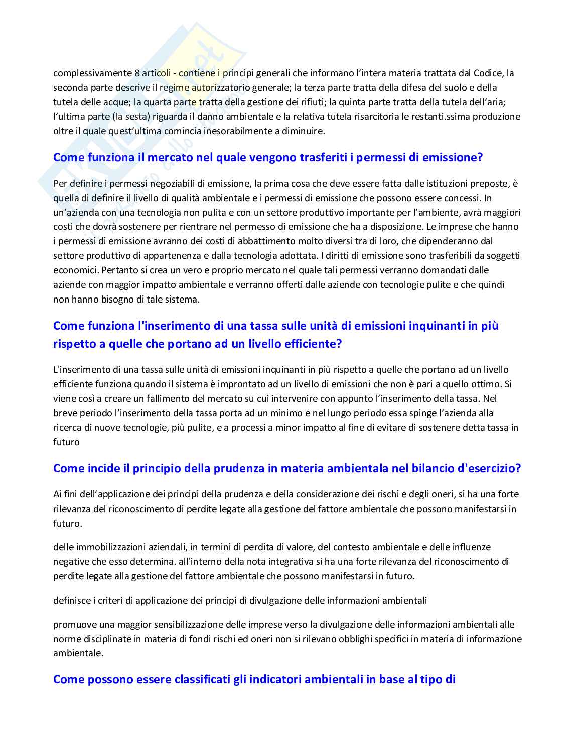 Domande aperte Economia dell'ambiente Pag. 2