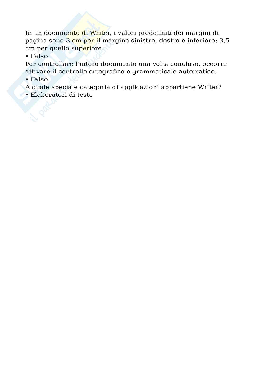Eipass 7 moduli - Modulo 5 (guida alle funzioni e comandi di Writer per utenti). Aggiornato e completo. In ordine  Pag. 2