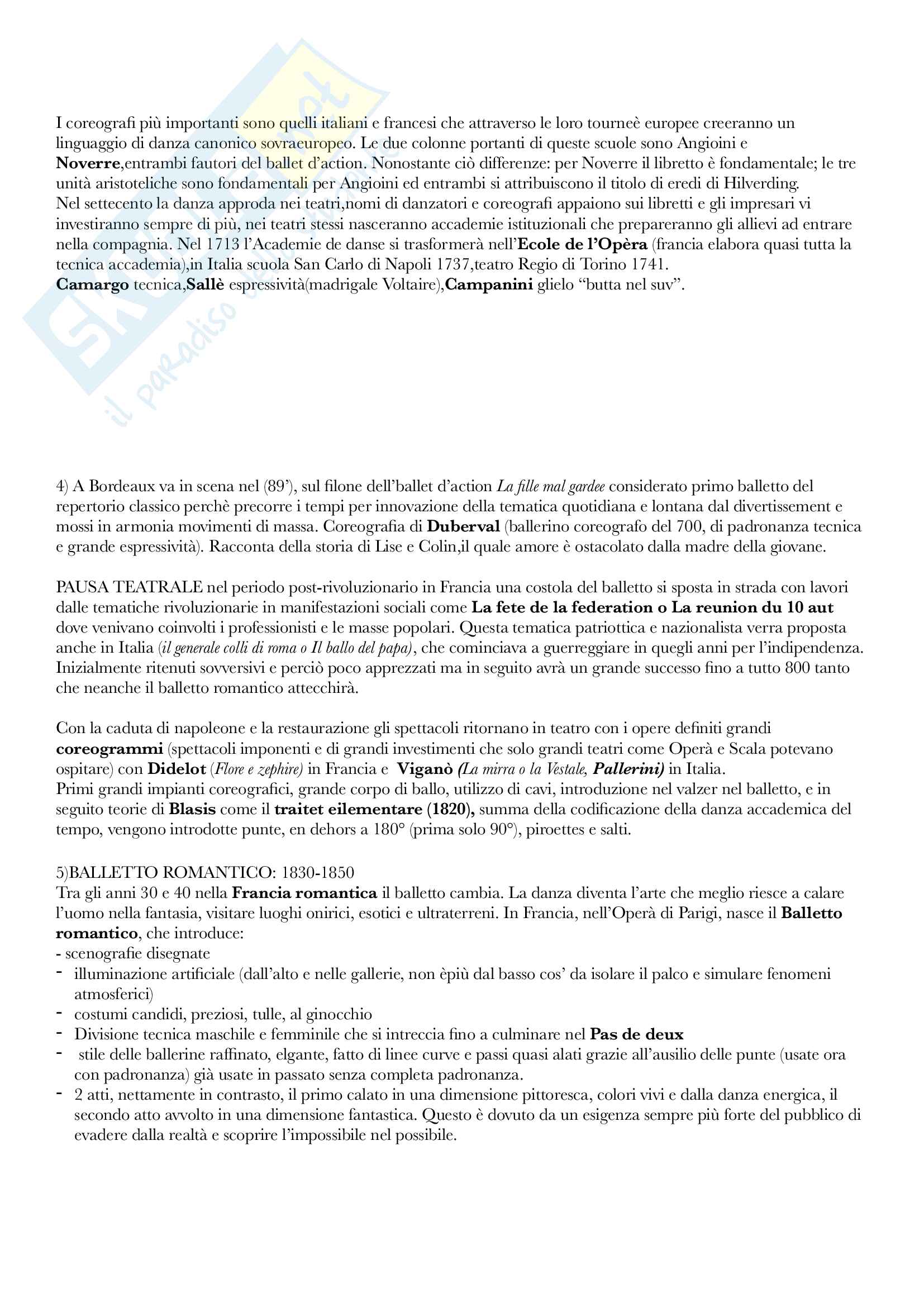 Riassunto esame storia della danza e delle arti del movimento - Docente Cervellati Pag. 2