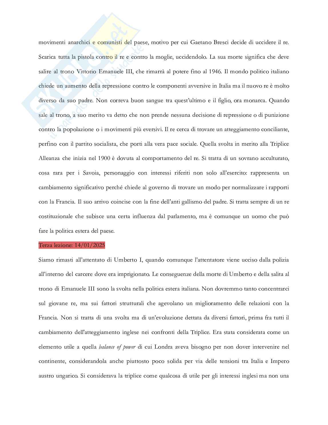 Riassunto esame Storia della politica estera italiana, Prof. Graglia Piero, libro consigliato La politica estera dell'Italia, dallo Stato unitario ai giorni nostri, Mammarella, Cacace Pag. 6