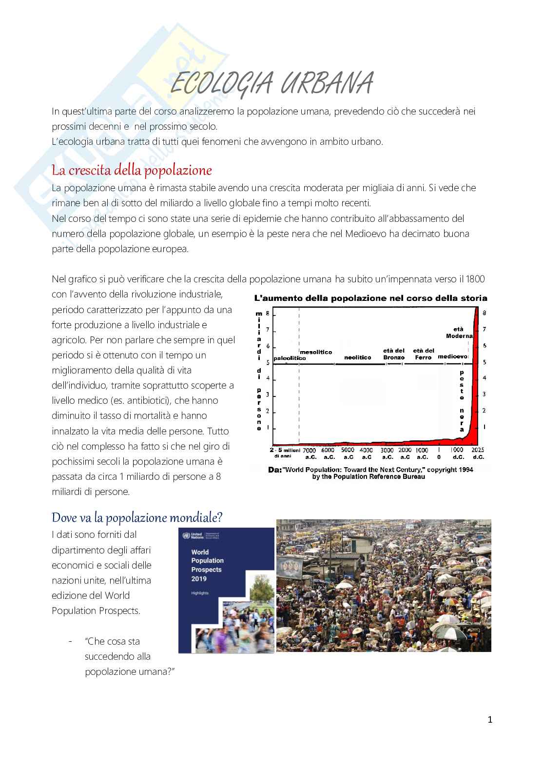 Ecologia urbana (Parte 5 di Ecologia) Pag. 1