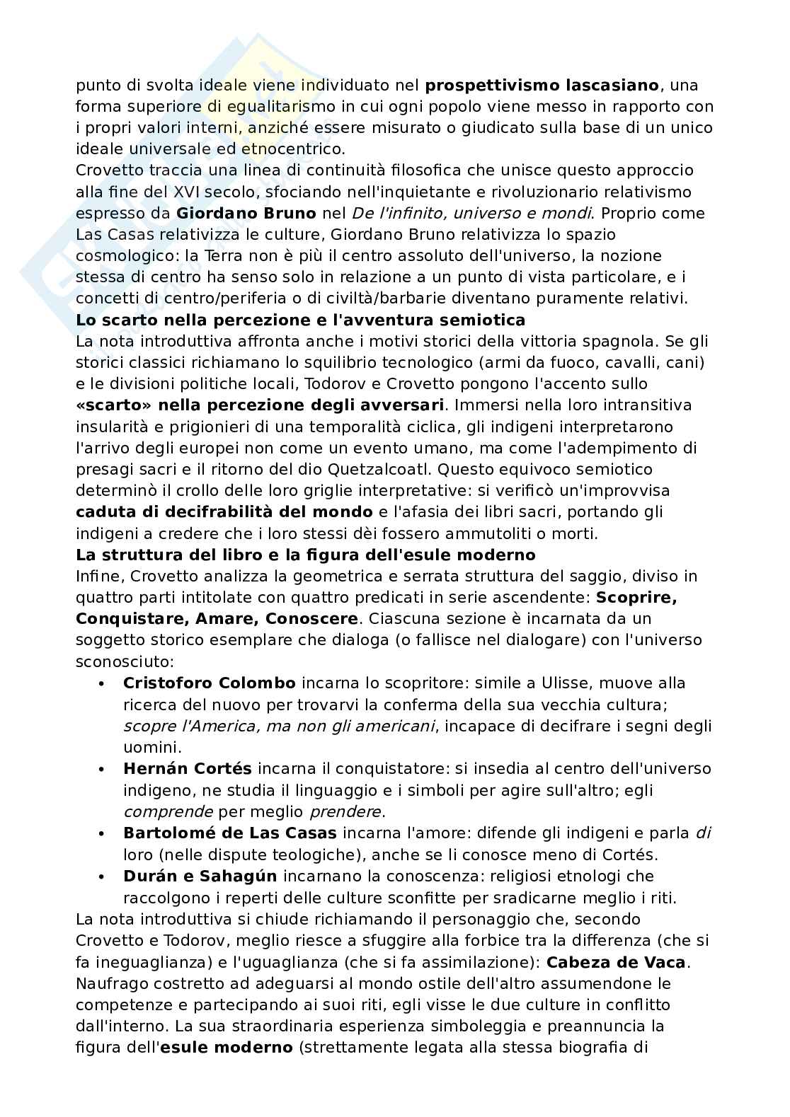 Riassunto esame Antropologia culturale, Prof. Raffa Valentina, libro consigliato La conquista dell'America. Il problema dell'altro , Todorov Pag. 2