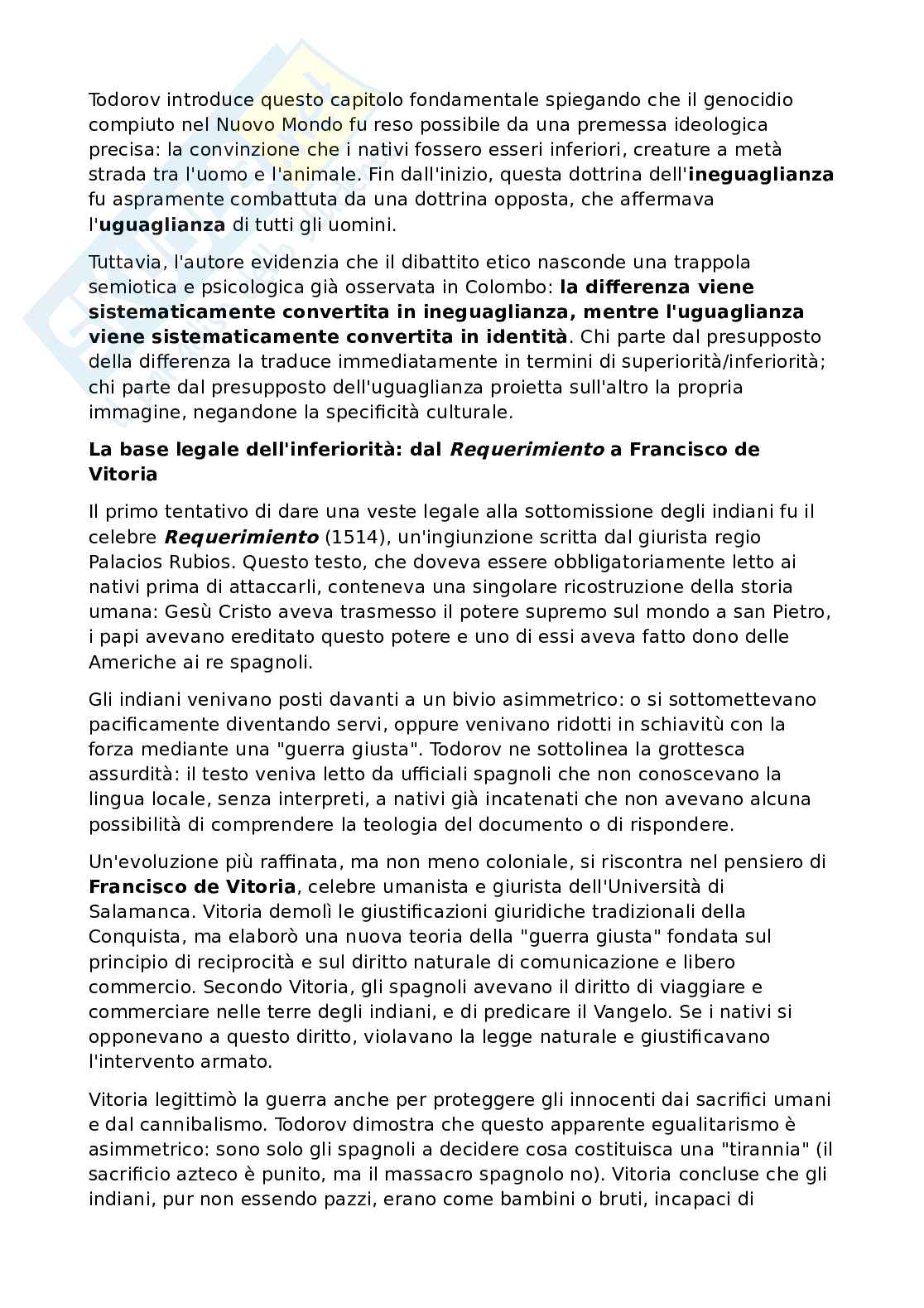 Riassunto esame Antropologia culturale, Prof. Raffa Valentina, libro consigliato La conquista dell'America. Il problema dell'altro , Todorov Pag. 21