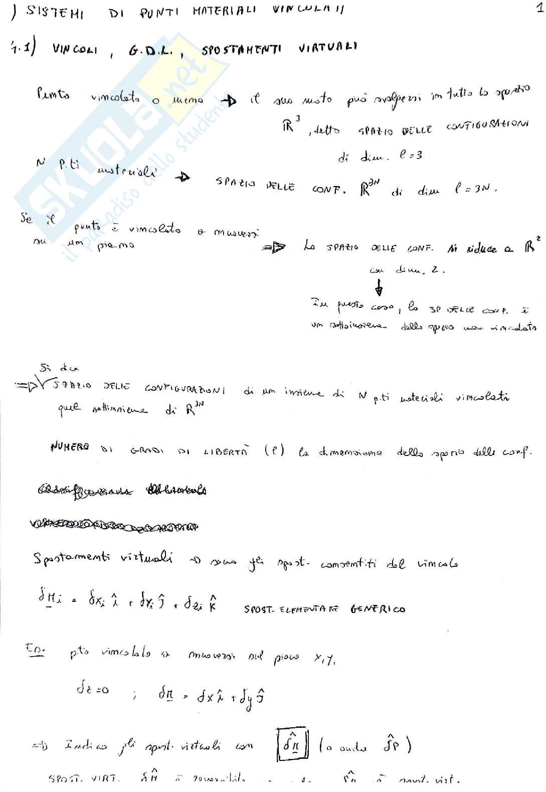 Appunti meccanica razionale Pag. 1