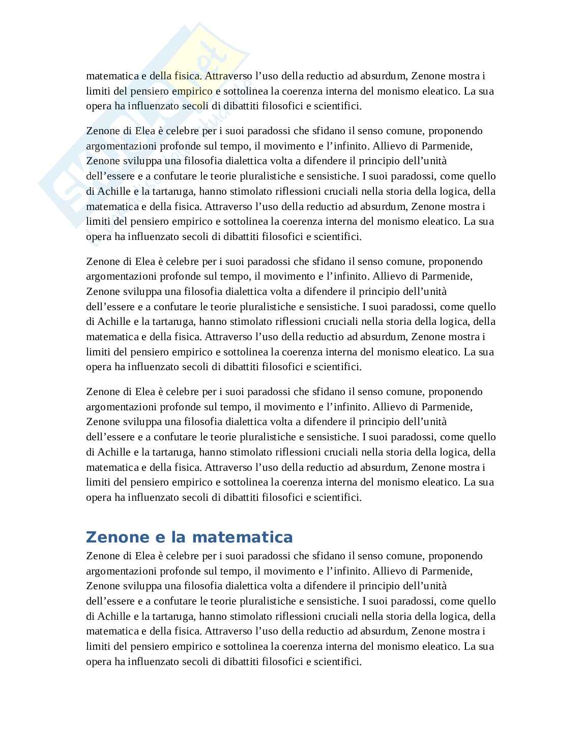 Zenone di Elea - Analisi completa, chiara e semplice Pag. 36