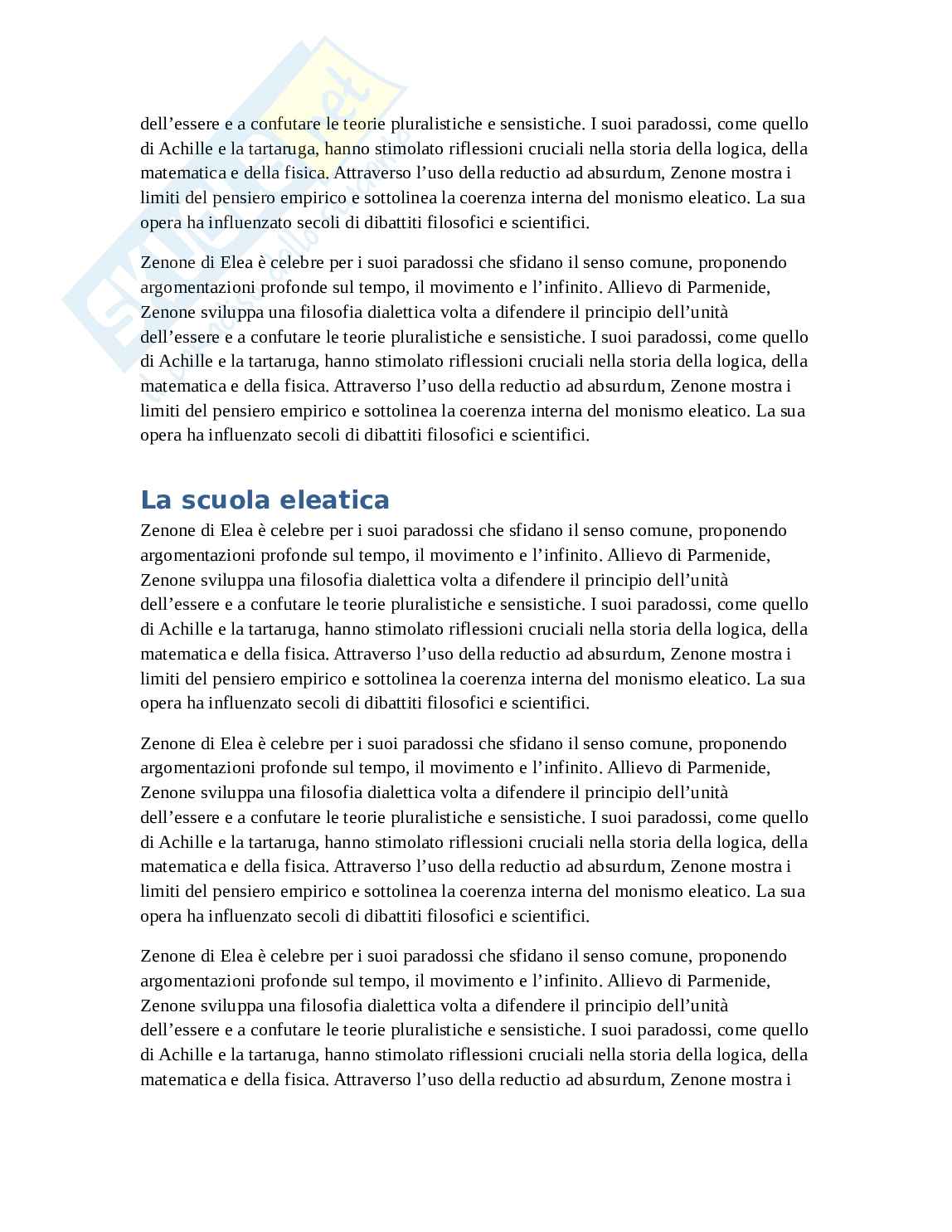 Zenone di Elea - Analisi completa, chiara e semplice Pag. 6