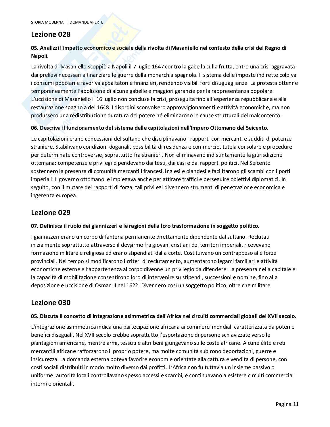 Risposte aperte Storia moderna, 2026 Pag. 11
