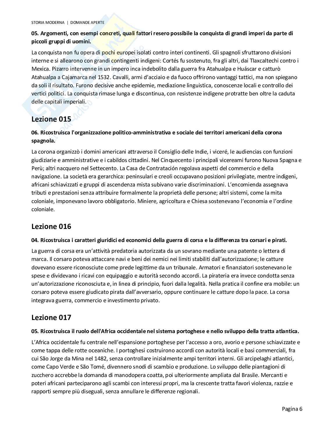 Risposte aperte Storia moderna, 2026 Pag. 6