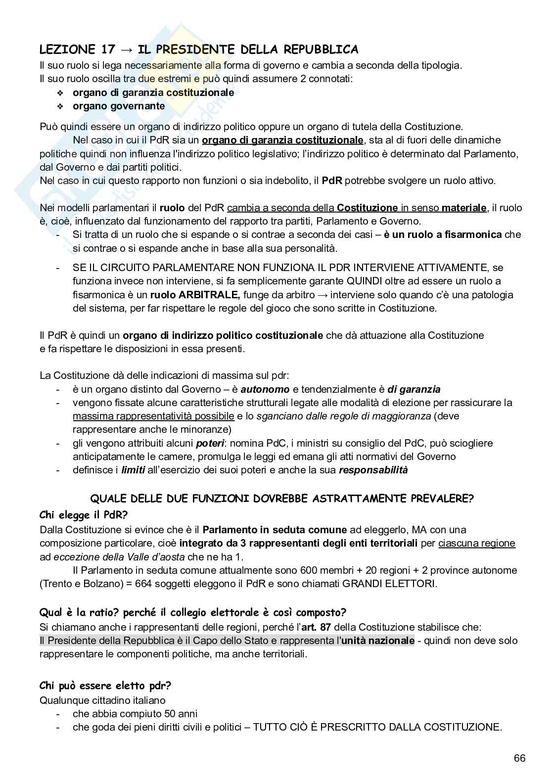 Diritto costituzionale Pag. 66