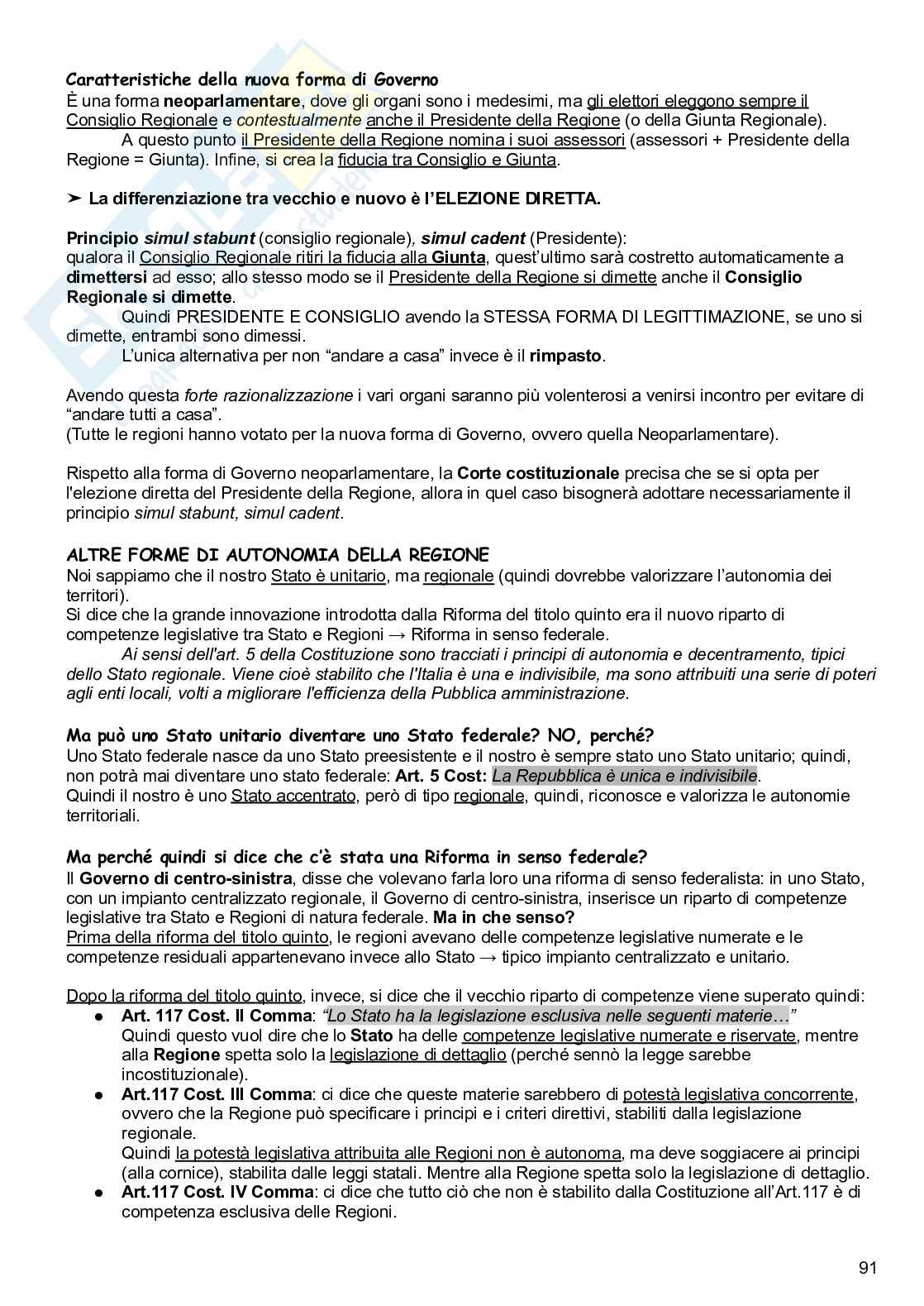 Diritto costituzionale Pag. 91