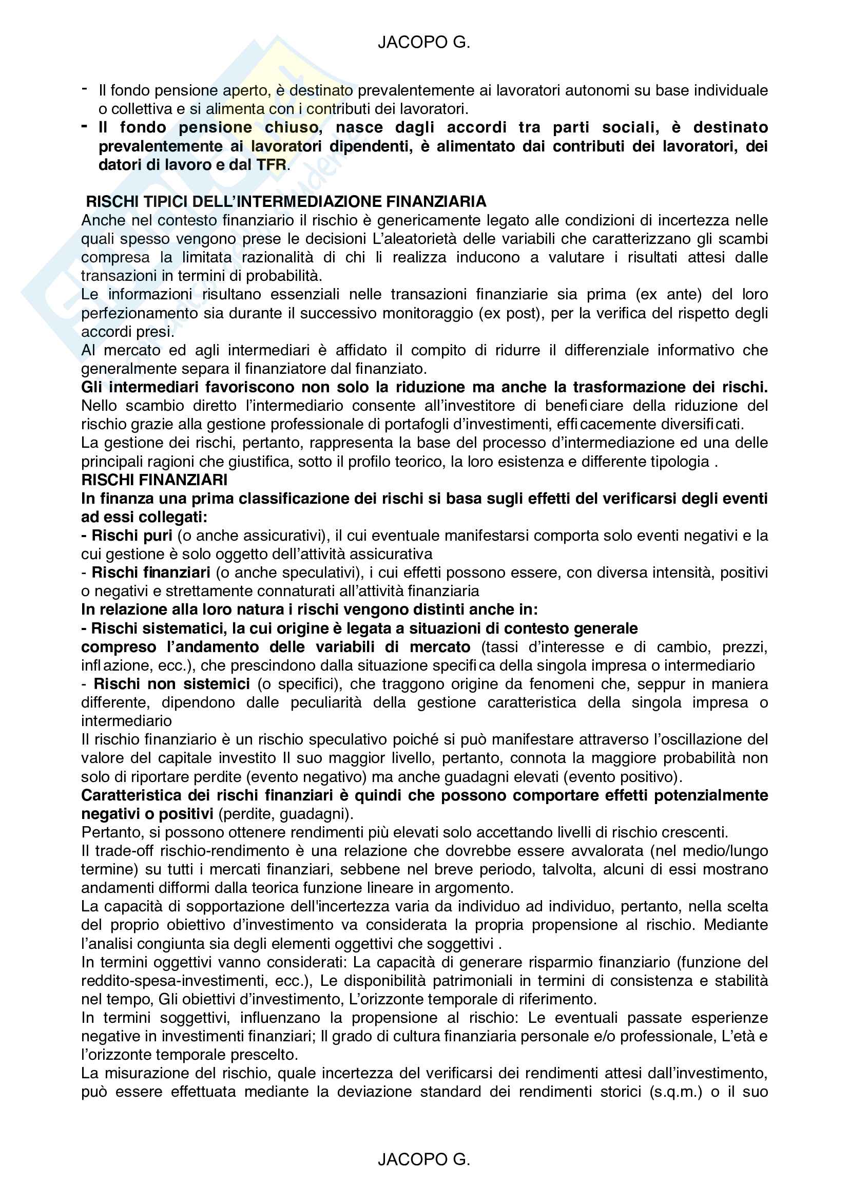 Riassunto economia degli intermediari finanziari Pag. 11