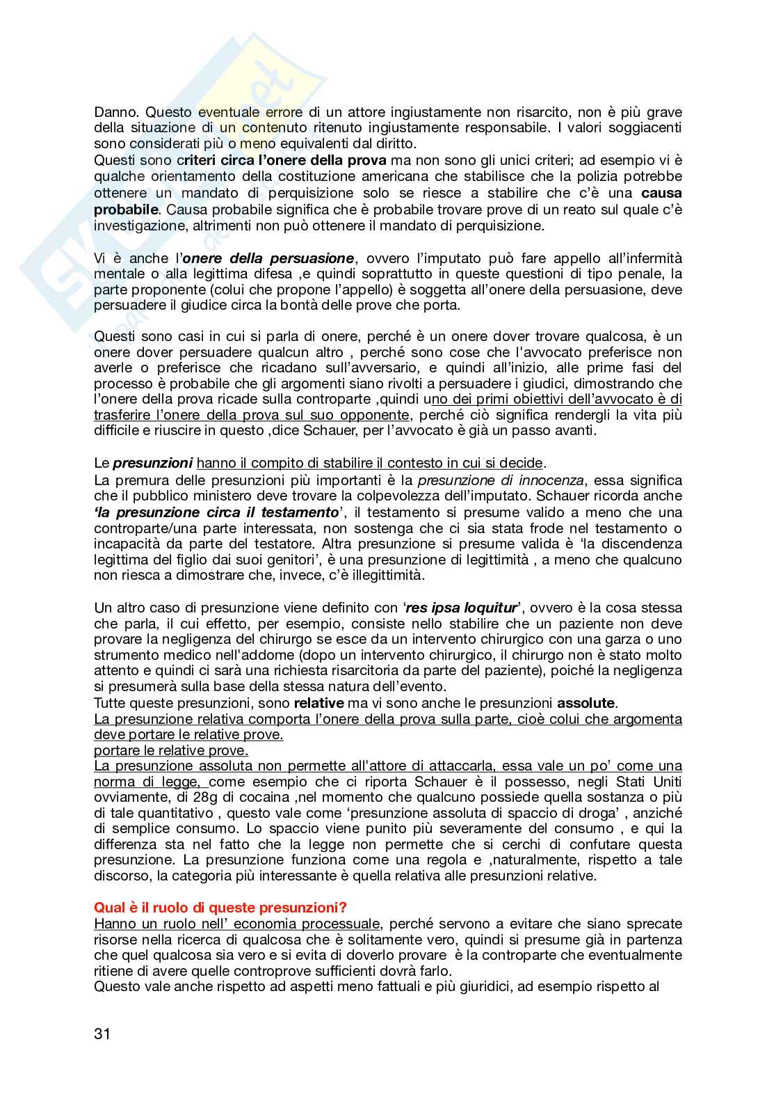 Riassunto esame Filosofia del Diritto, Prof. Costantino Michele, libro consigliato Il ragionamento giuridico , Frederick Schauer  Pag. 31
