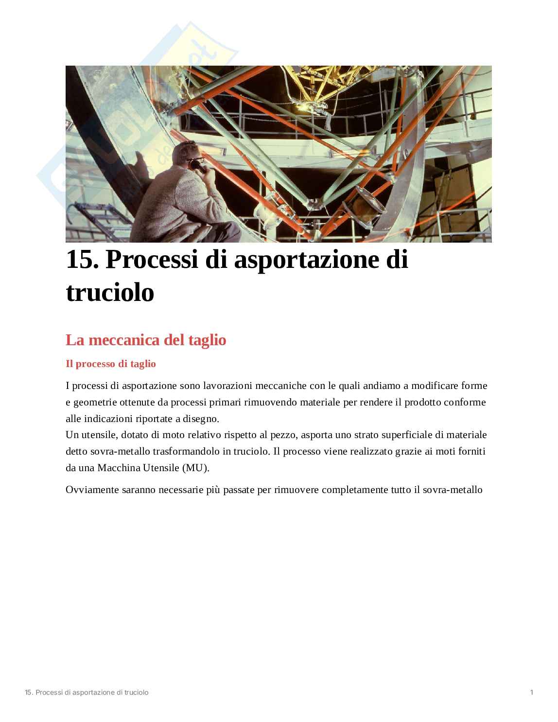 Processi di asportazione di truciolo Pag. 1