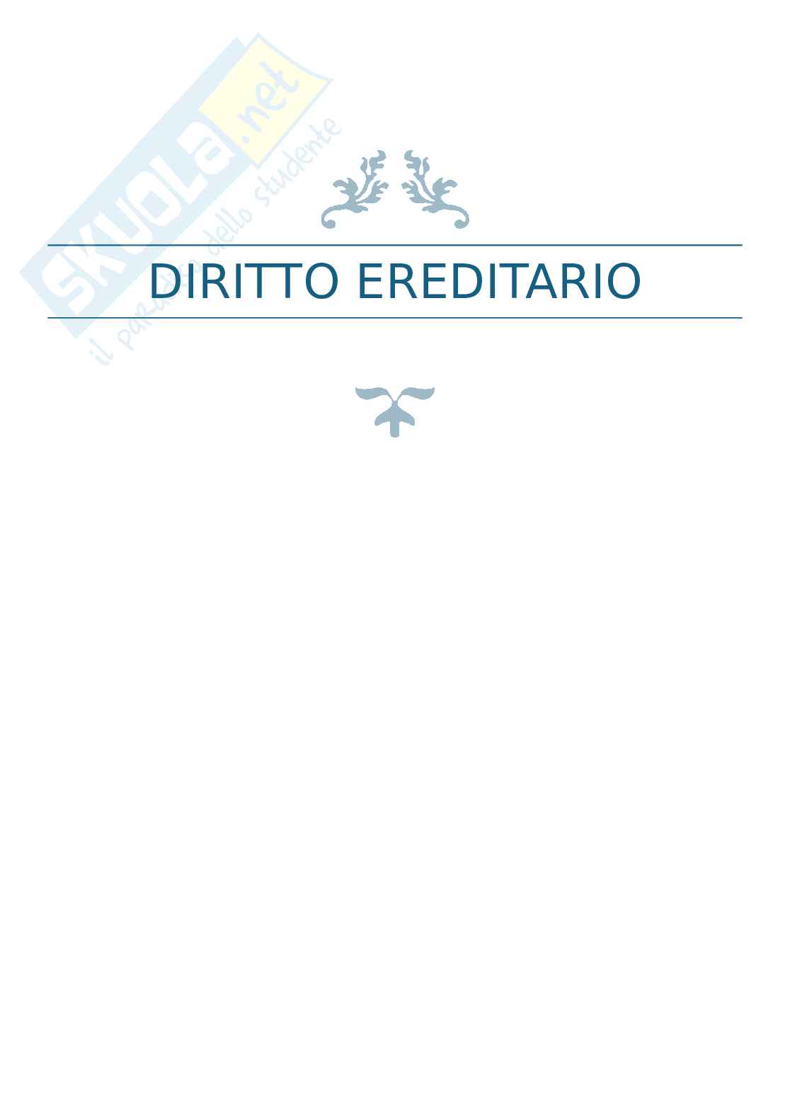Riassunto esame Diritto ereditario, Prof. Stefini Umberto, libro consigliato Diritto delle successioni, Bonilini Pag. 1