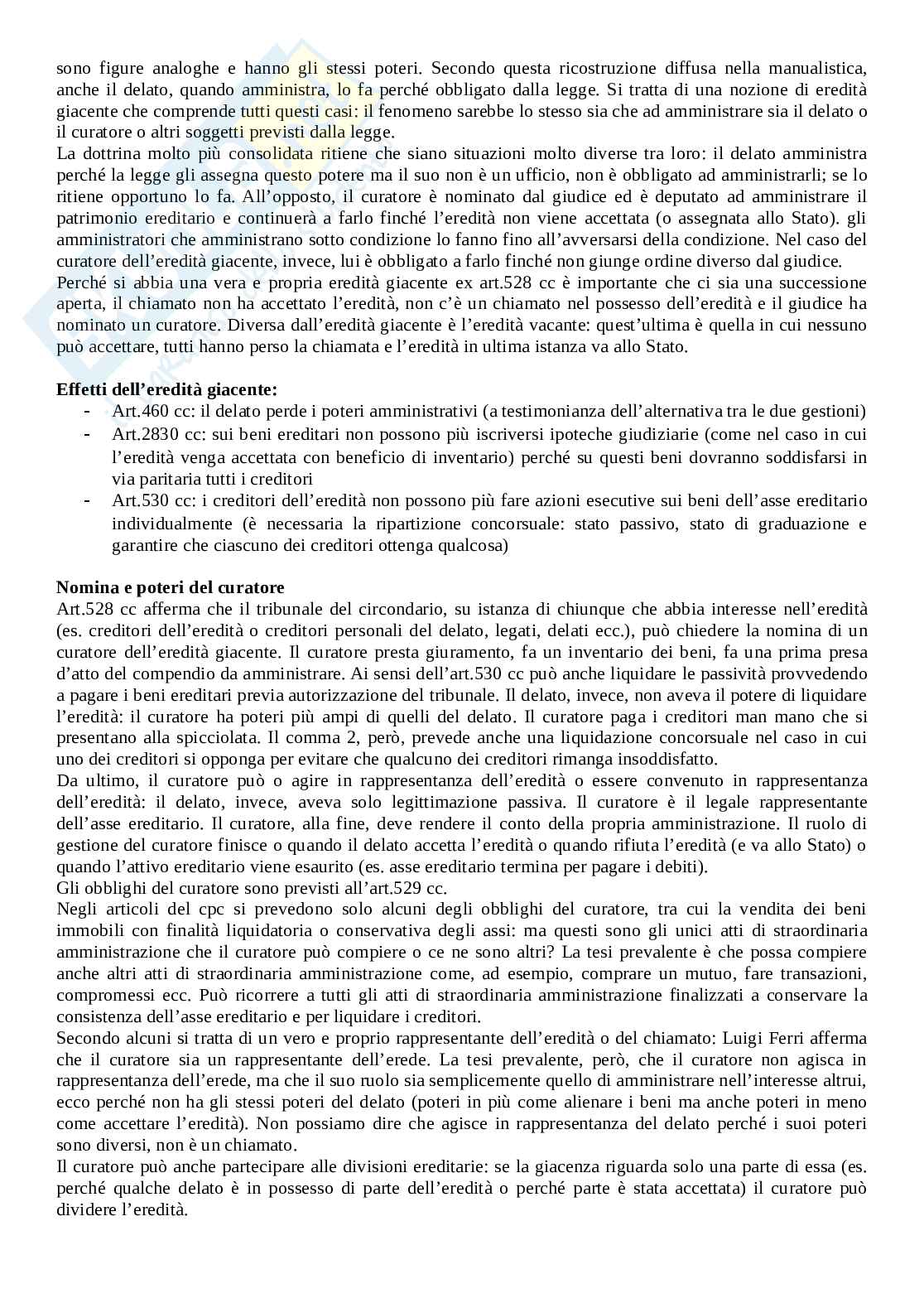Riassunto esame Diritto ereditario, Prof. Stefini Umberto, libro consigliato Diritto delle successioni, Bonilini Pag. 11