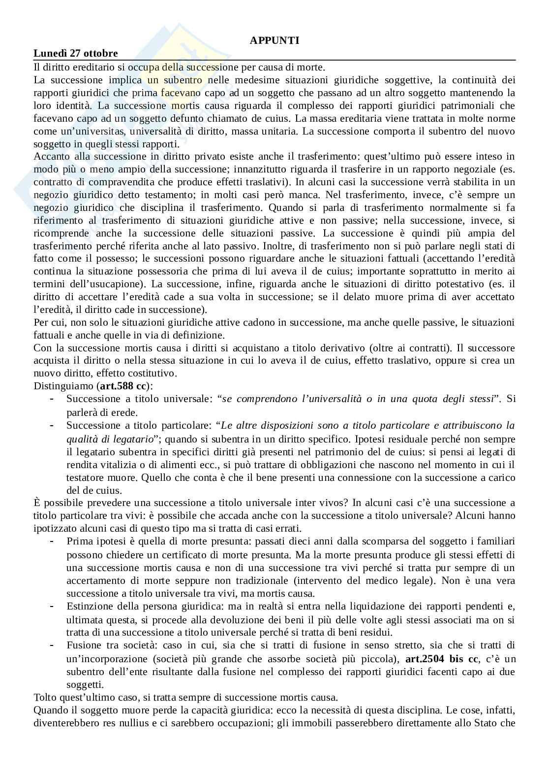 Riassunto esame Diritto ereditario, Prof. Stefini Umberto, libro consigliato Diritto delle successioni, Bonilini Pag. 2