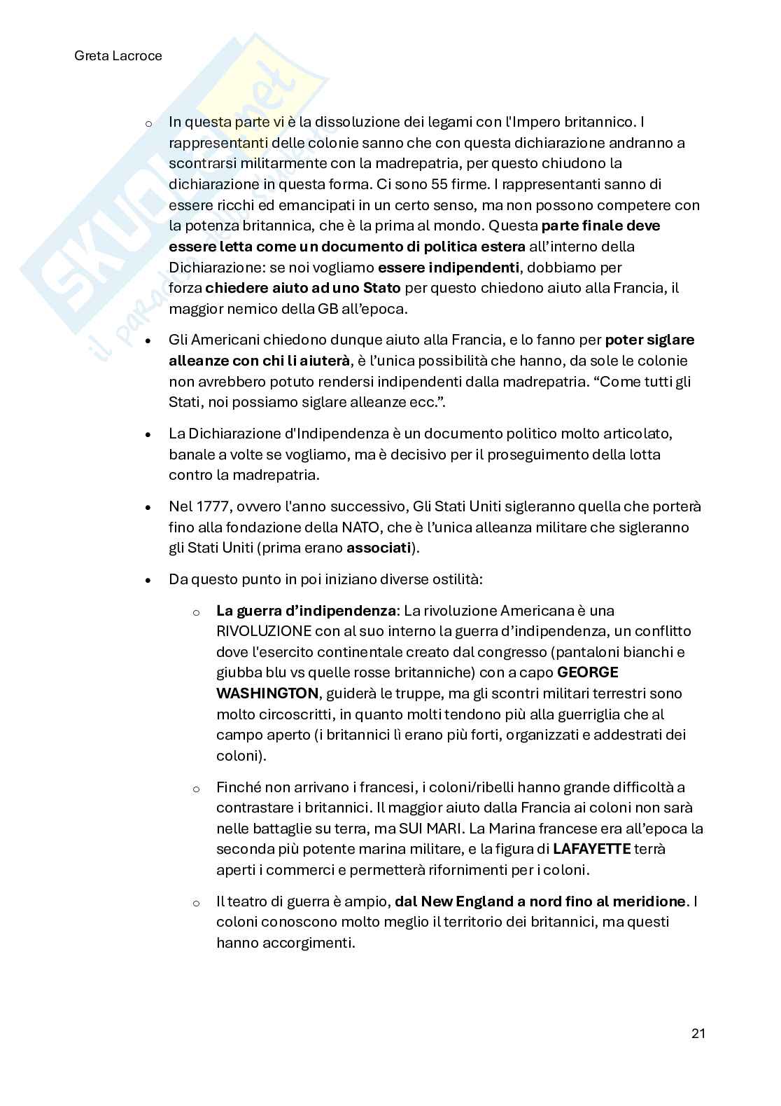 Riassunto esame Storia dell'America del nord, Stati Uniti e Canada, Prof. Maccarini Roberto, libro consigliato Dalla neutralità alle trincee. Gli Stati Uniti e la Prima guerra mondiale , Maccarini Pag. 21