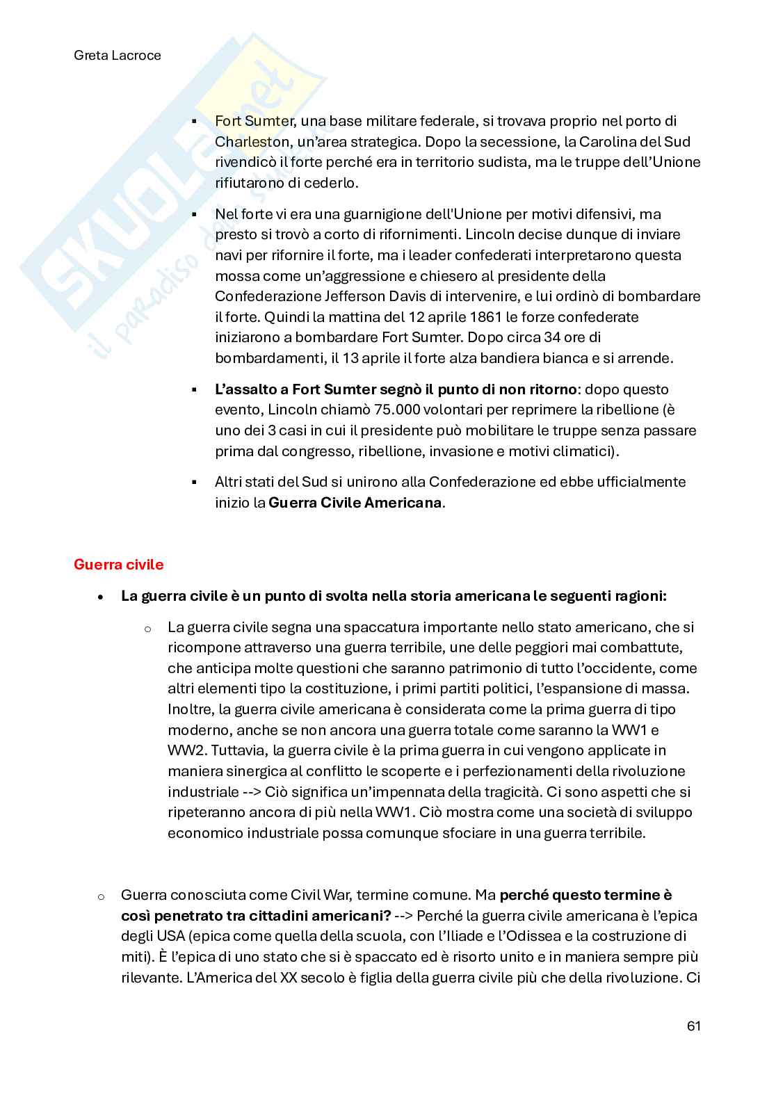 Riassunto esame Storia dell'America del nord, Stati Uniti e Canada, Prof. Maccarini Roberto, libro consigliato Dalla neutralità alle trincee. Gli Stati Uniti e la Prima guerra mondiale , Maccarini Pag. 61