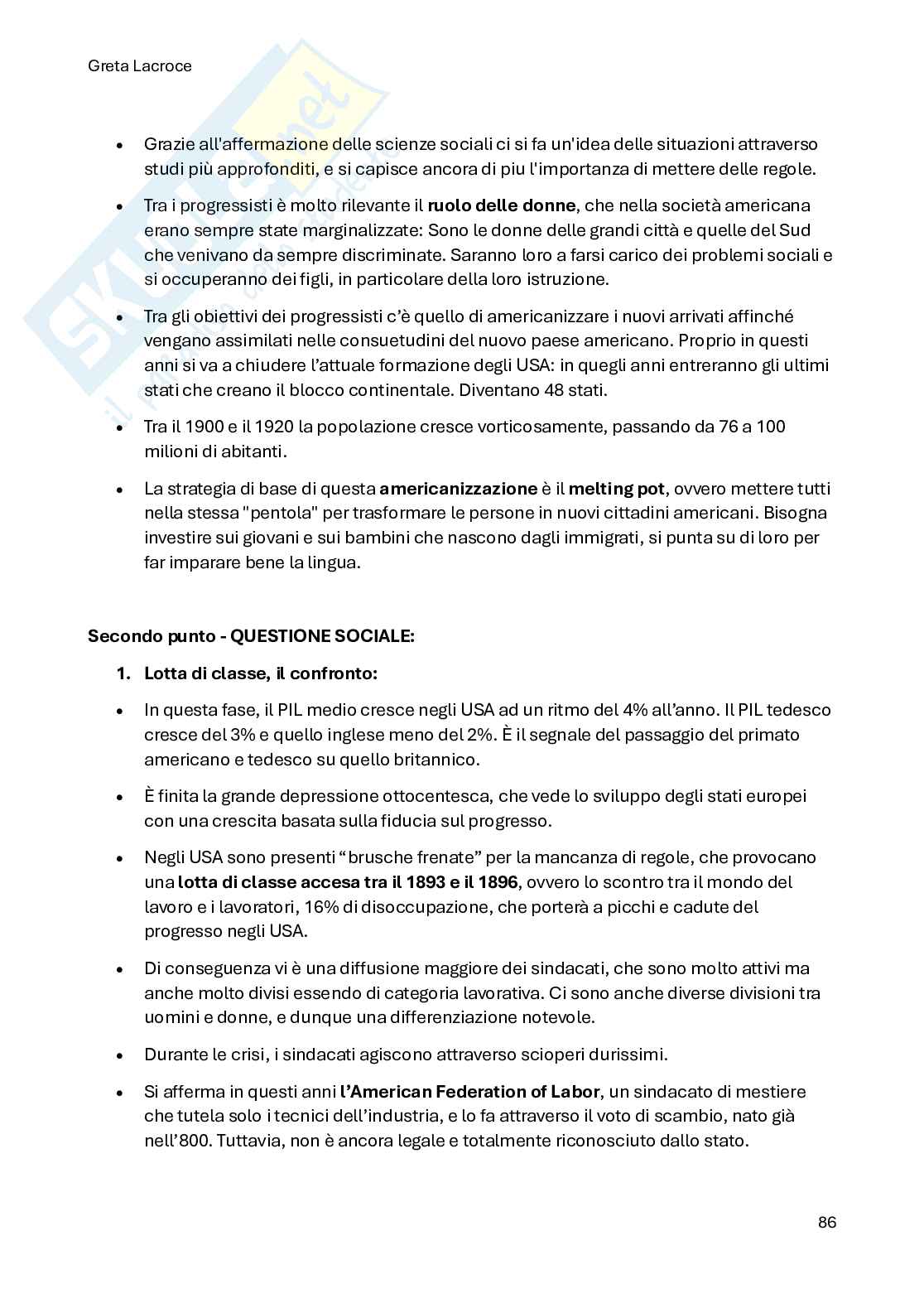 Riassunto esame Storia dell'America del nord, Stati Uniti e Canada, Prof. Maccarini Roberto, libro consigliato Dalla neutralità alle trincee. Gli Stati Uniti e la Prima guerra mondiale , Maccarini Pag. 86