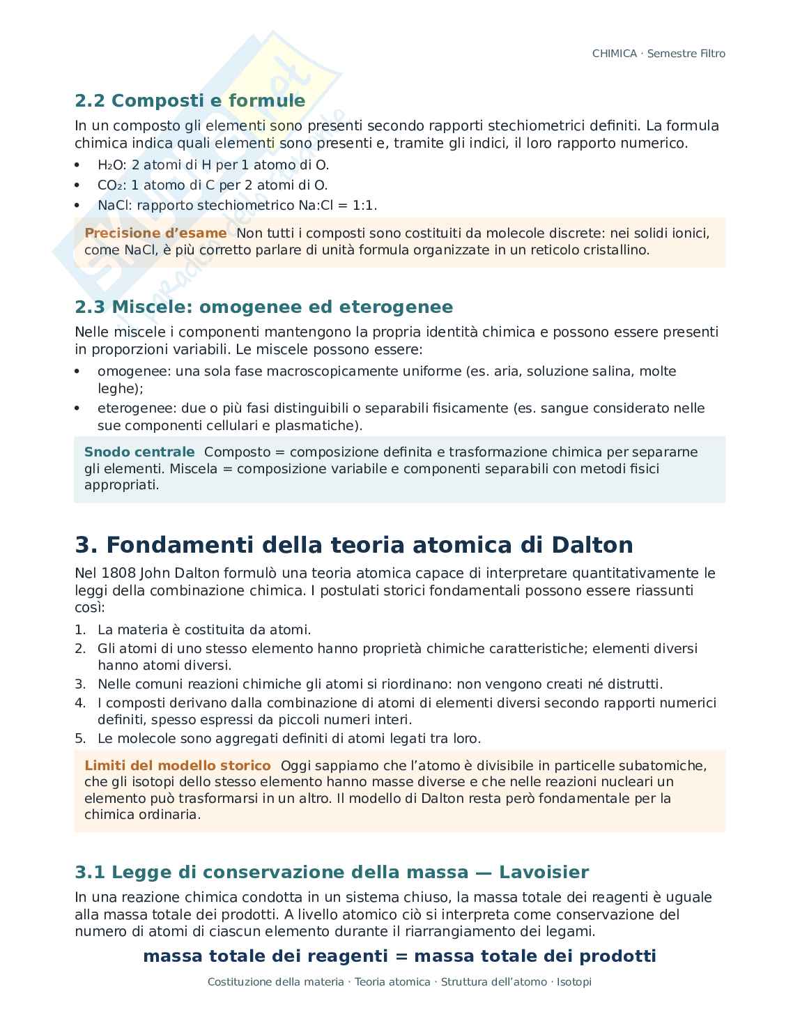 Chimica - Semestre Filtro Unita 1 Pag. 2