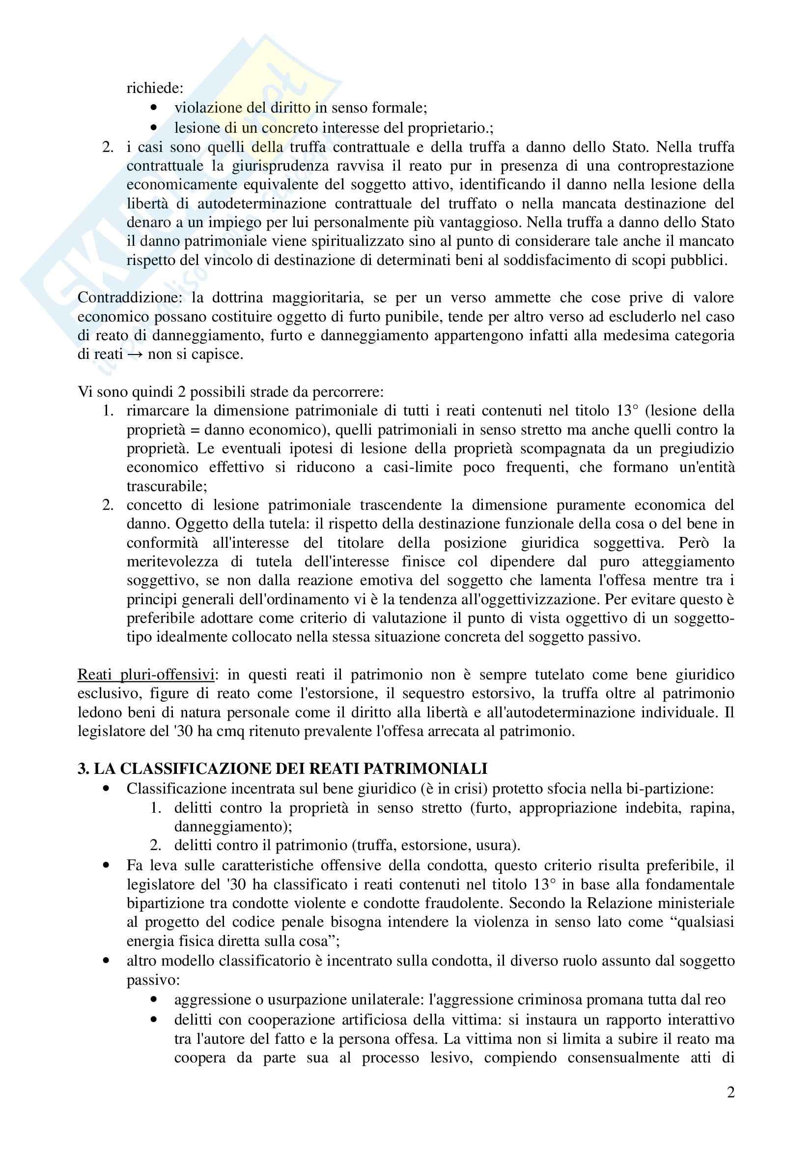 Riassunto esame Diritto Penale 2, prof. Zanotti, libro consigliato Reati Contro il Patrimonio, Fiandaca, Musco Pag. 2