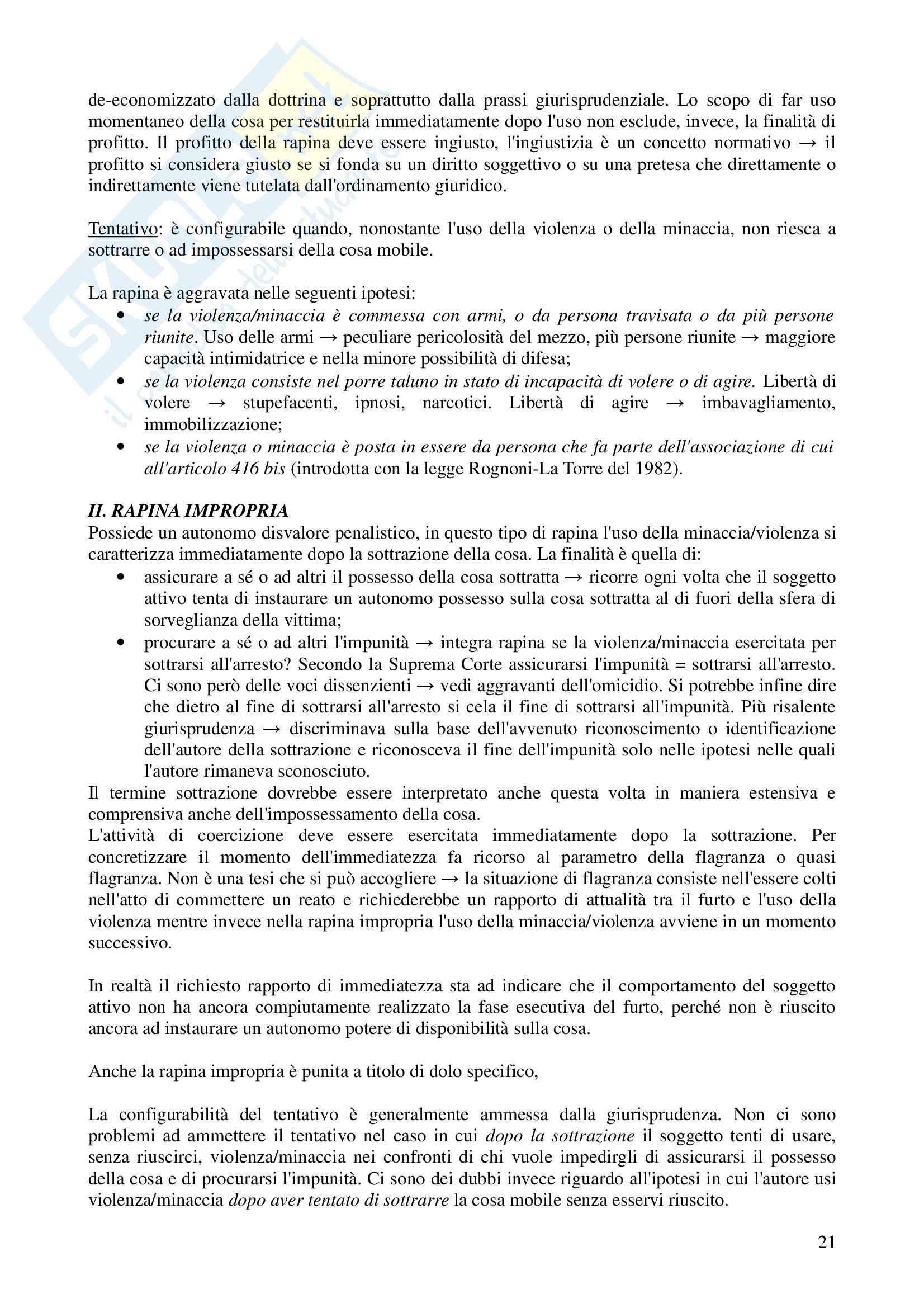 Riassunto esame Diritto Penale 2, prof. Zanotti, libro consigliato Reati Contro il Patrimonio, Fiandaca, Musco Pag. 21