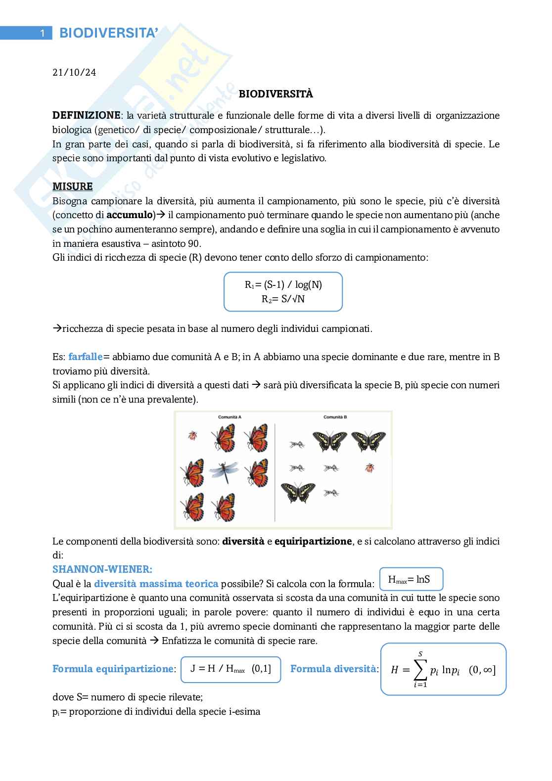 Appunti di c Conservazione della biodiversità Pag. 1