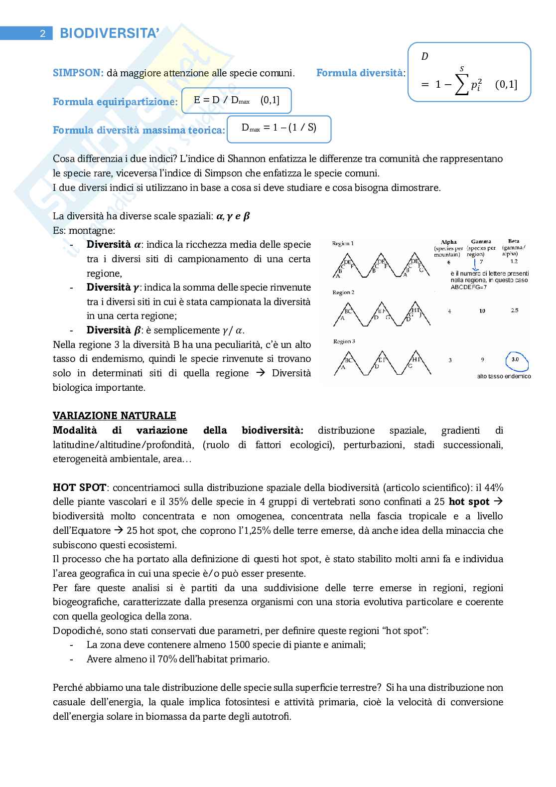 Appunti di c Conservazione della biodiversità Pag. 2