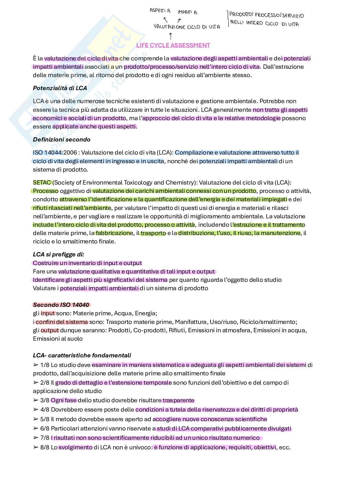 Appunti seconda parte Sistemi di gestione della qualità ambientale  Pag. 1